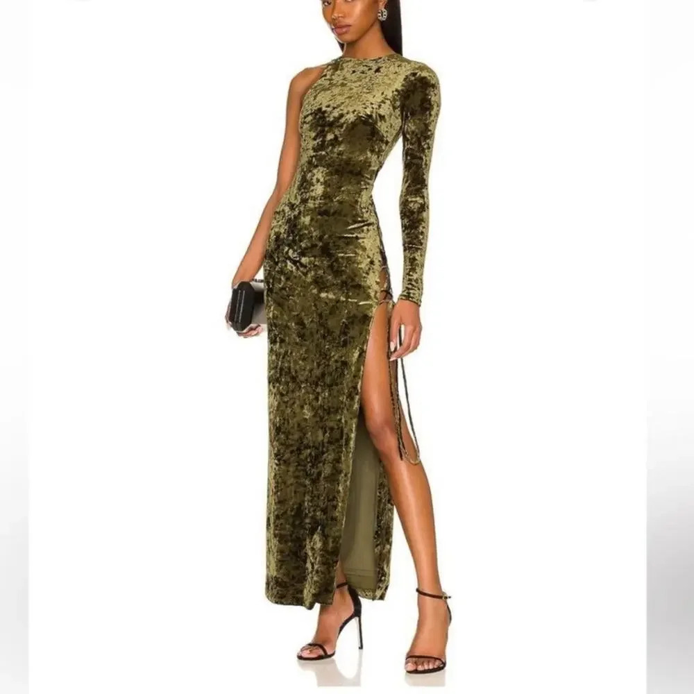 CAMILA COEHLO Gabriel Maxi Dress in Olive Green‎ size XS NWT